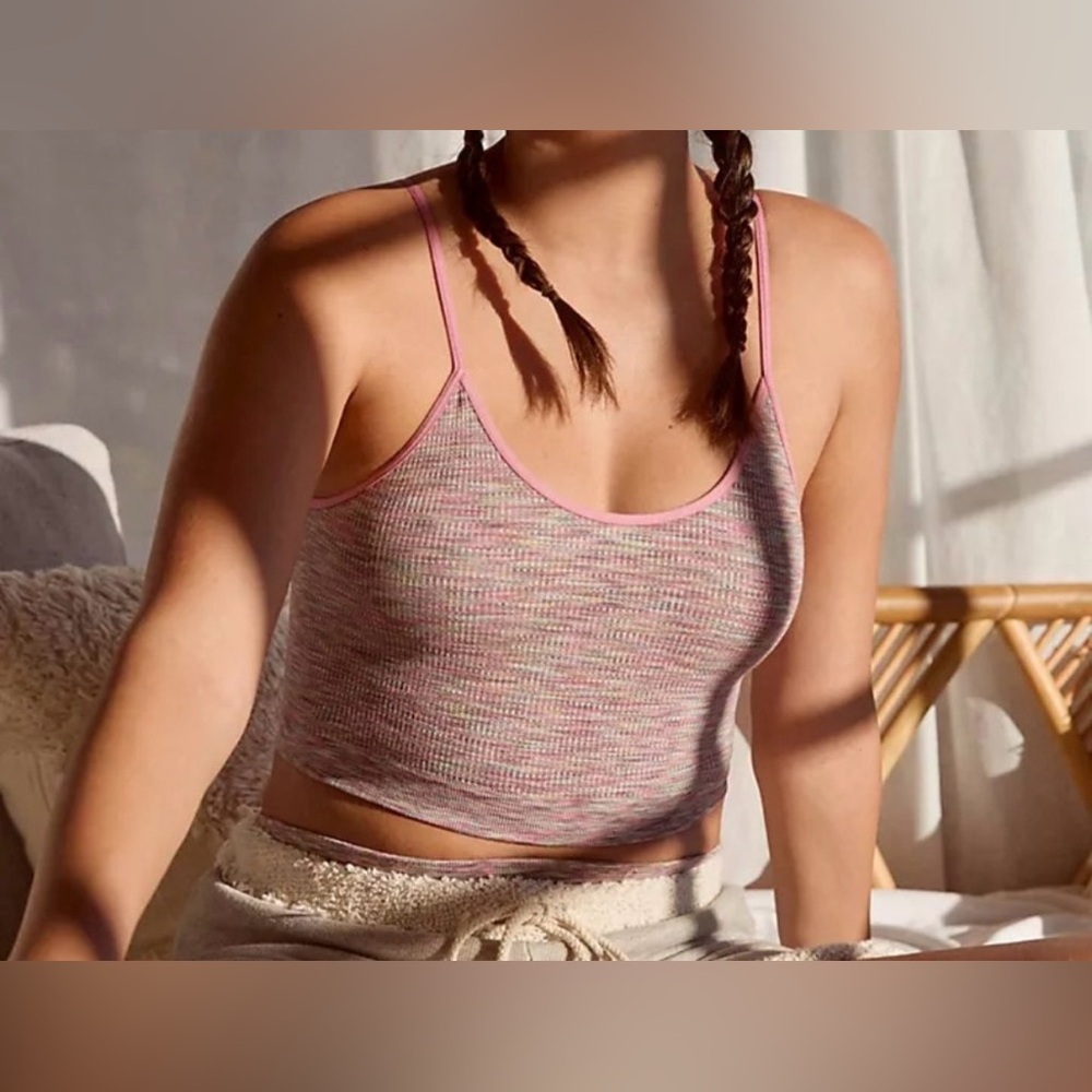 Anthropologie Seamless SpaceDye Pink Crop Top Women’s L/XL